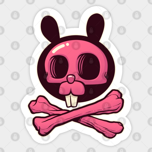 The Bunny of Death - Skull and Bones (and Teeth) Sticker by kgullholmen